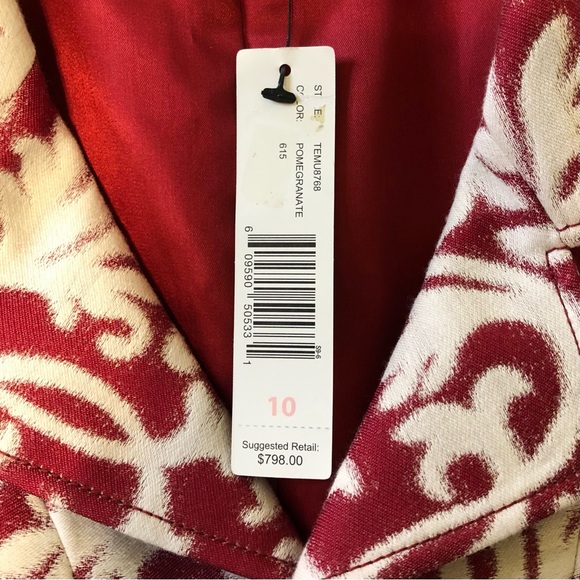 NWT Ellen Tracy Long Trench Coat Blazer Jacket Woven Colorful - Picture 7 of 7